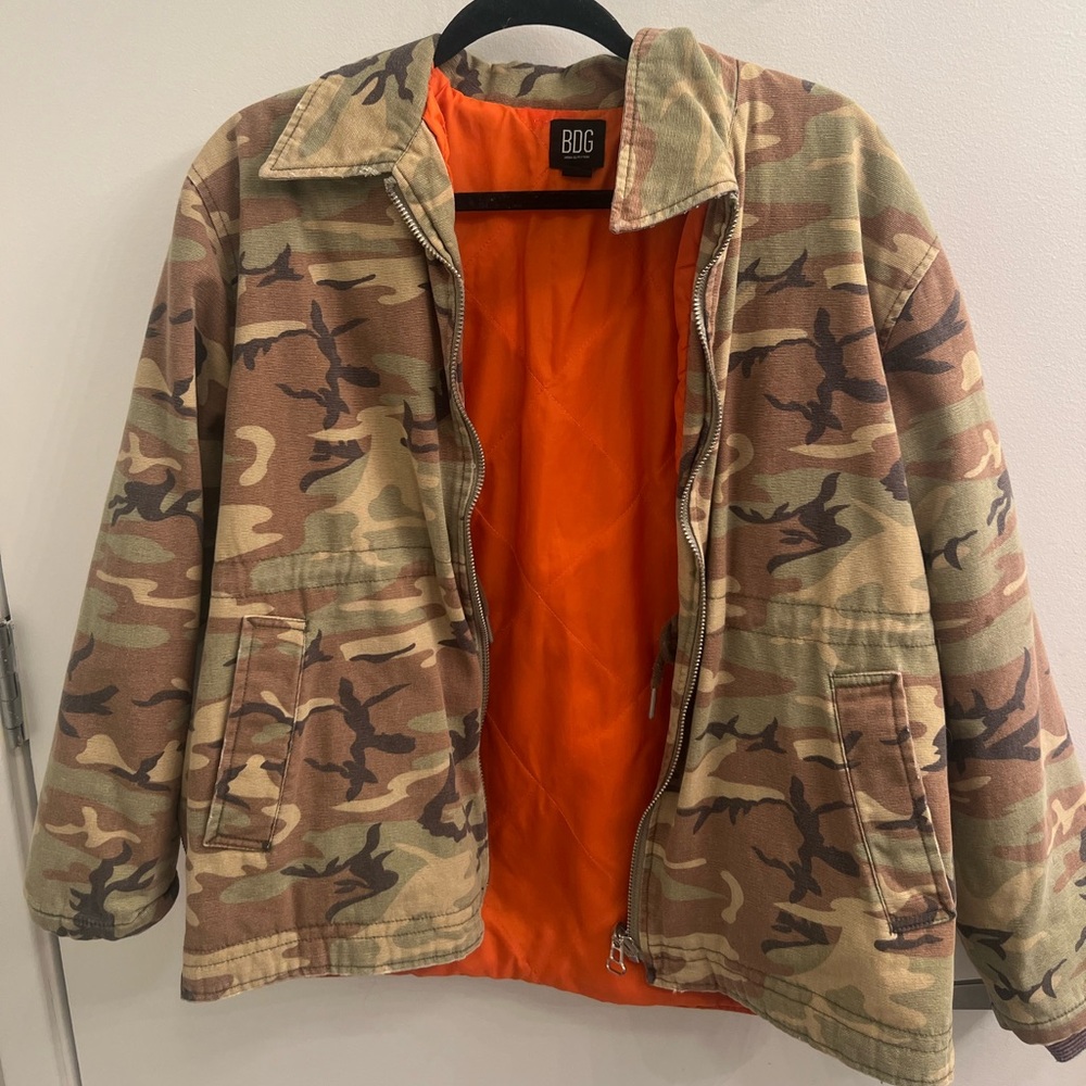 Urban Outfitters oversized Camo jacket with a cool orange lining